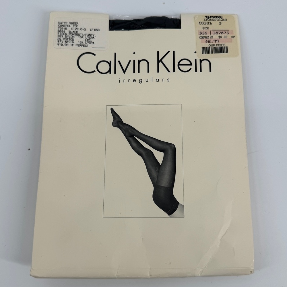 NWT Calvin Klein vintage irregulars black pantyhose size C-3
